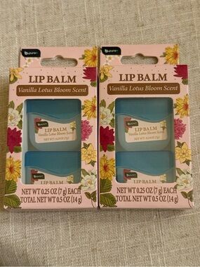 bpure VIRAL Vanilla Lotus Bloom Scent Lip Balm Duo .25 oz each Travel size